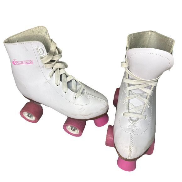 Chicago Girls Rink Roller Skate - White Youth Quad Skates - Size 3 - Picture 1 of 6